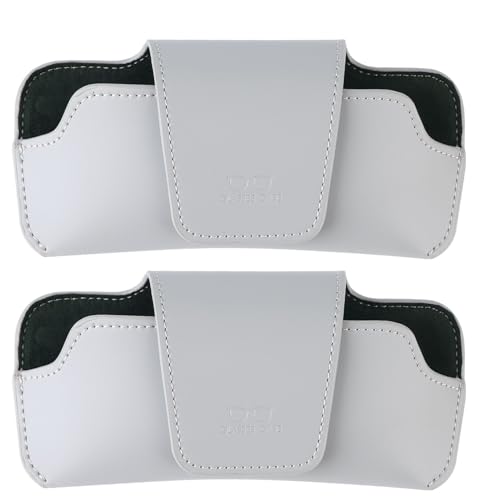 Car Sunglasses Holder for Car Visor Vegan Leather Auto Eyeglass Case with Clip Automotive Interior Visor Accessories - color: 08car Sunglasses Holder Grey*2