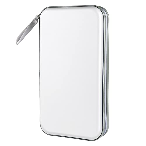 Siveit CD Case, DVD Case Holder 96 Capacity Hard Plastic CD DVD Disc Cases Storage Binder Wallet for Car Home Office Travel (White) - color: White