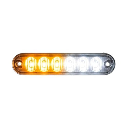 Strobes N More E6 Slim 6-LED Ultra-Thin Strobe Warning Light - 21 Flash Patterns, Synchronizable, Waterproof Primary Warning Lighthead - Amber/White - color: Amber/White