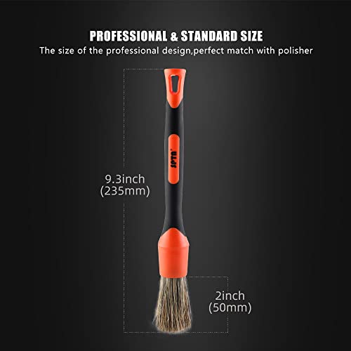 SPTA Car Detailing Brush Set, 5 Pack Soft Boar Hair Auto Detail Brush Kit with Elbow for Automotive Elegant Surface Interior Exterior Dashboard Emblems Panels Engine Bay Wheels Air Vent Seat Leather - color: 5pcs Car Detailing Brush Set With Elbow