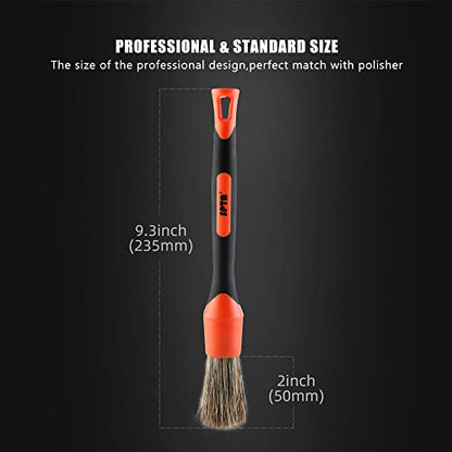 SPTA Car Detailing Brush Set, 5 Pack Soft Boar Hair Auto Detail Brush Kit with Elbow for Automotive Elegant Surface Interior Exterior Dashboard Emblems Panels Engine Bay Wheels Air Vent Seat Leather - color: 5pcs Car Detailing Brush Set With Elbow
