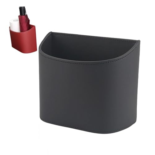 Universal Leather Car Door Cup Holder Trash Can, Leakproof Car Trash Bin,Multifunctional Back Seat Car Organizer for Hold Phones, Snacks, Drinks (A-Black) - color: A-Black
