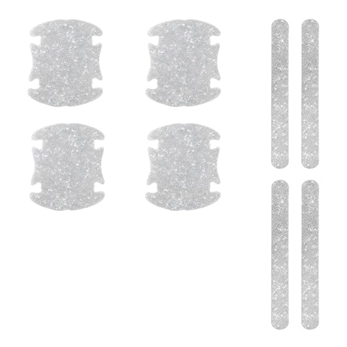 8 PCS Car Door Handle Protectors, Shiny Rhinestone Auto Door Bowl Sticker, Waterproof Anti-scratch Car Handle Protective Sticker, Universal for Vehicles (White) - color: White