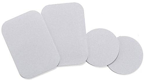 Mount Metal Plate with Adhesive for Magnetic Cradle-Less Mount - X4 Pack 2 Rectangle and 2 Round (Compatible with Magnetic mounts) (Silver) - color: Silver