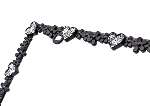 Creathome 3D Shining Daisy Heart License Plate Frame from Pure Zinc Alloy Metal Perfect Plate Holder, Matt Black with Silver Glitter Luminously Heart - color: Matt Black with Silver Glitter, Luminously Heart