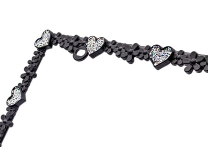 Creathome 3D Shining Daisy Heart License Plate Frame from Pure Zinc Alloy Metal Perfect Plate Holder, Matt Black with Silver Glitter Luminously Heart - color: Matt Black with Silver Glitter, Luminously Heart