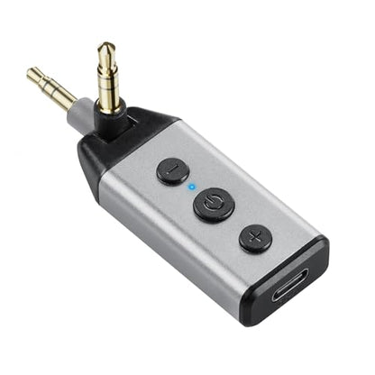 1Mii B04 Bluetooth 5.4 Receiver for Car, 3.5mm Jack AUX Bluetooth Car Adapter, Wireless Audio Receiver for Home Stereo with Volume Control, Hands-Free Clear Call, 16H Battery Life (RX Only)