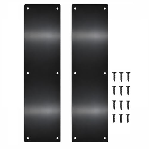 Door Push Plate, Metal Kickplate for Bottom of Door,4x16 inch Aluminum Metal Plate Rounded Corners for Interior and Exterior Doors (Matte Black 2 Pack) - color: Matte Black, size: 4 x 16 Inch
