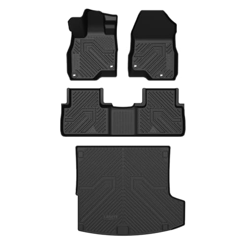 LASFIT Floor Mats & Cargo Mat for Acura RDX (2019-2026) All Weather Floor Liner TPE Custom Fit 1st & 2nd Row Rubber Car Mats and Cargo Liner for Acura RDX Automotive Accessories, Black, Tasteless - size: 2019-2026 | For Acura RDX | 1st & 2nd Row & Cargo