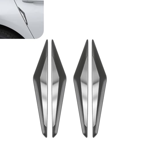 4 PCS Car Door Anti-Collision Strip, 3D Anti-Scratch Car Door Edge Guards Decoration Stickers, Bumper Rear View Mirror Protection Trim, Universal for Cars Trucks SUVs (Black & Silver) - color: Black Silver