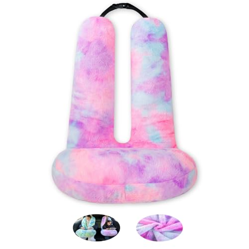 FHSGGP Travel Pillow Car Travel Sleep Support Pillow 2-in-1 Lap Pillow and Car Pillow with Neck and Body Support for Adults and Kids on Long Trips Kids Travel Pillow Colorful Purple - color: E-colorful Purple