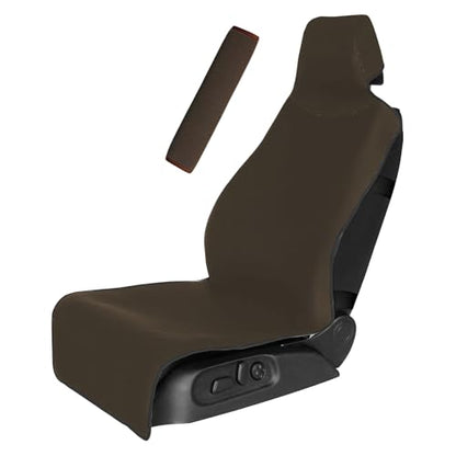 Universal Cloth Car Seat Covers Full Set with Buckle Fastening, Water-Resistant Fabric Auto Interior Protector – Fits Most Cars, SUVs, Trucks (Brown) - style: Brown