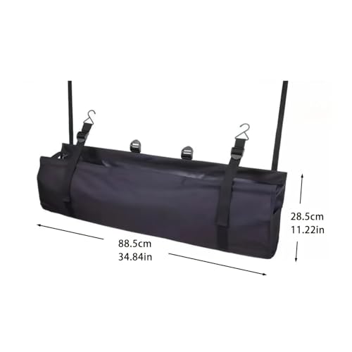 Car Trunk Organizer Hanging Bag, Waterproof Backseat Storage for SUV Jeep Truck Minivan, Black, 35.4 x 11.2 Inches, Foldable - color: black
