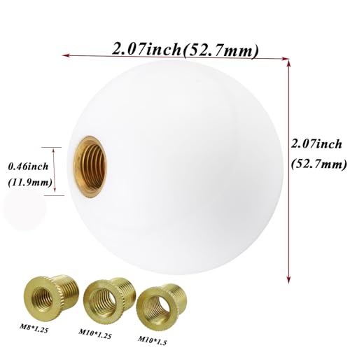 Abfer Ball Shift Knob 5 Speed Round Gear Stick Shifter Knobs Car Shifting Lever Handle Transmission Fit for Most Automatic Manual Vehicles (White) - color: White