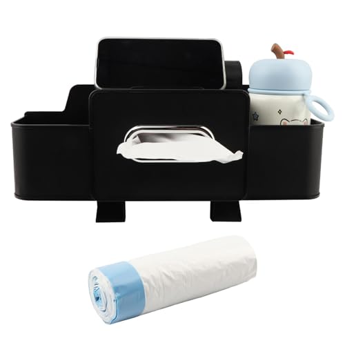 Car Backseat Organizer, Multifunctional Car Seat Back Storage Bag with Cup Phone Holder Tissue Box, Durable Automotive Travel Accessories, Universal for SUV, Sedan, Truck(COLOR:Black)