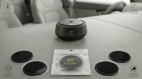 LuvAir Non Slip Pad for Car Dashboard – 4 Pack Anti Slip Grip Pads for Car Aroma Diffuser, Phone, GPS & Small Devices, Reusable Silicone Dashboard Mat