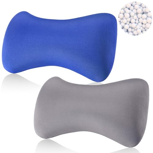Thyle 2 Pack Bead Neck Pillow Small Bone Shape Neck Support Cushion for Bed Sofa Travel Soft Pillow for Home Sleeping Headrest and Lumbar Support(Grey,Blue) - color: Grey,blue