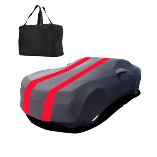 Indoor Car Cover Compatible with Chevrolet Chevy Camaro（2010-2024） Custom-fit Breathable Dust-Proof Stretch Car Cover for Underground Garage, Car Show （Black+Red） - size: Compatible with Camaro