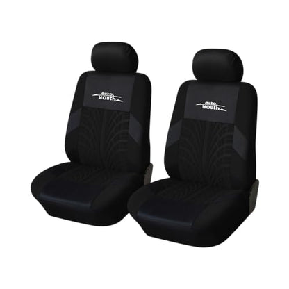 AUTOYOUTH Black Seat Covers Front Seats Only, 3D Tyre Embossed Breathable Bucket Covers, Airbag Compatible, Quick Setup Universal Fit for Sedan, SUV, Truck, Van - color: Black, size: Front Seats Only (4 pieces)