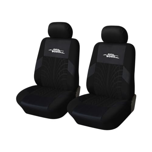 AUTOYOUTH Black Seat Covers Front Seats Only, 3D Tyre Embossed Breathable Bucket Covers, Airbag Compatible, Quick Setup Universal Fit for Sedan, SUV, Truck, Van - color: Black, size: Front Seats Only (4 pieces)