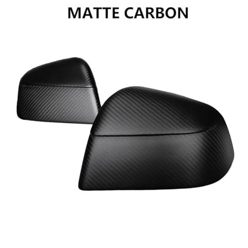 TanKin Real Matte Carbon Fiber Side Mirror Skull Fit for 2025 2026 Tesla Model Y Juniper Accessory,2PCS Carbon Rear View Mirror Cover Caps Overlay
