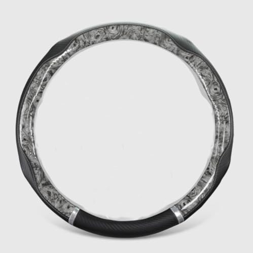 Peach Wood Grain Steering Wheel Cover Anti-Slip Breathable Durable Leather Four Seasons Universal 15 Inch Car Wrap Cover (Gray) - color: Gray