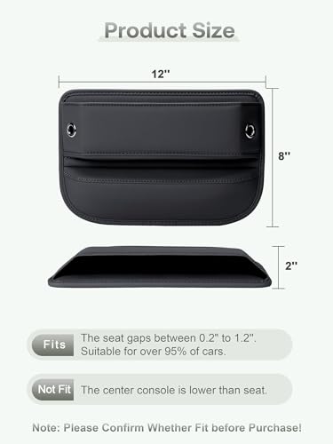 Premium Leather Car Seat Gap Filler Organizer (0.2”-1.2" Gaps), Clever Gifts for Car SUV Truck Owners (Black, 1 Pack) - color: 01 Black, 1 Pack