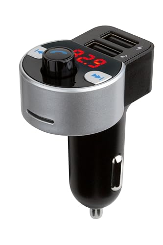 Scosche SBTFM4-XCES0 Select Bluetooth 5.0 FM Transmitter w/ Dual USB Charger Ports, & Digital LED Display, Wireless Radio Bluetooth Audio Adapter, Hands-Free Car Kit for Phone Calls & MP3 Music Player - color: Black & Silver, size: Dual Port, style: 17W (