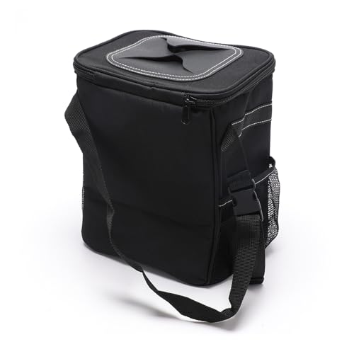 Car Trash Can with Lid, Rear Seat Suspension Car Bin, Collapsible Multipurpose Automotive Trash cans, Leakproof Waterproof Automotive Organizer and Storage Bag, for Sedan Truck SUV (Black)