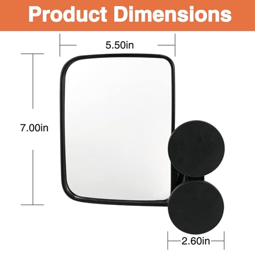 1 Pair Universal Tractor Mirrors Strong Magnetic Side View Mirrors for Tractors Forklifts Movers Golf Carts 114LB Left Right 7" x 5"