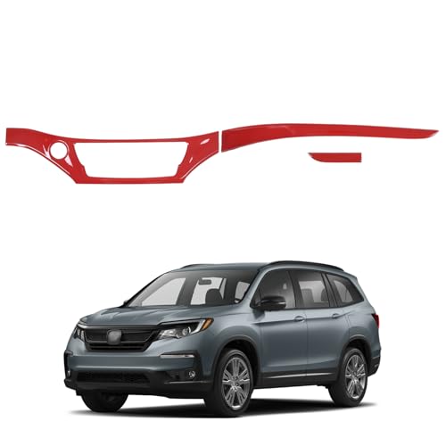 Dashboard Panel Cover Trim for Honda Pilot 2016-2022/ Passport 2019-2025/ Ridgeline 2016-2020 Accessories, Center Console Panel Strip Trim, Center Console Upper Center Pillar Trim, ABS (Red) - color: Red