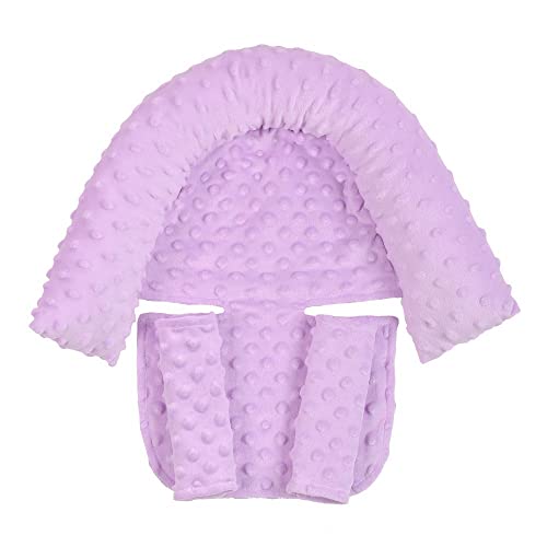 Baby Infant Head and Neck Support Pillow with Seat Belt for Car Seat -Extra Soft 3-in-1 Toddler Car Seat Insert Pad for Car Seats Purple - color: Purple