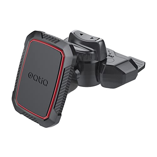 OQTIQ Magnetic CD Phone Car Mount for Car CD Player, Built-in 6 Strong Magnets, Compatible with iPhone 17 16 15 14 13 12 Series,Samsung Galaxy, LG, and More, Secure Mounting with Anti-Slip Pads - color: Black-Red