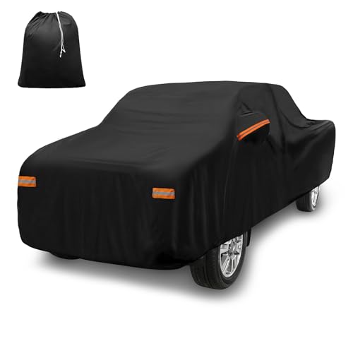 X AUTOHAUX Car Cover for Toyota Tacoma Crew Cab Pickup 2005-2021 Aluminum Film Outdoor Waterproof Sun Rain Snow Hail Protection with Driver Door Zipper - size: for Toyota Tacoma Crew Cab Pickup 2005-2021