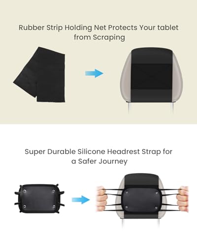 WONNIE Car Headrest Mount Holder for Tablets, Tablet Holder for Car Back Seat, Tablet Stand for Kids Fits for 7-12.9'' Devices, 4 Pack - size: 4 Pack- fits 7-12.9" tablet