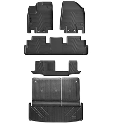 Auxko All Weather Floor Mats Cargo Mat Back Seat Mat Fit for Nissan Pathfinder 7&8 Seat 2026 2025-2022 TPE Floor Liner Trunk Mat Pathfinder Accessories All Season Odorless Anti-Slip Black - size: 1) pathfinder 8p|2022-2026|all set