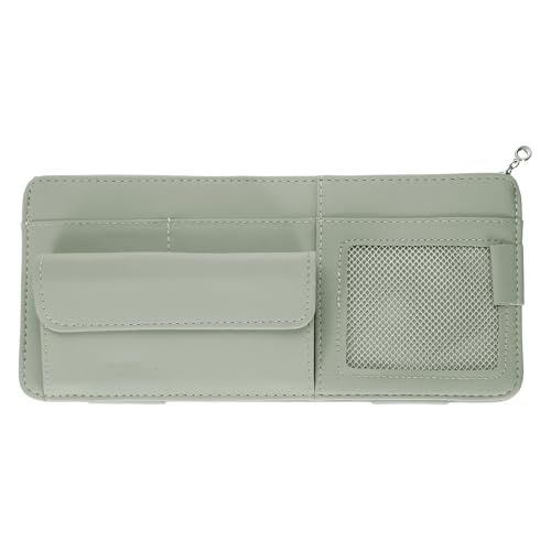PATIKIL 1 Pcs Car Sun Visor Organizer, 12.8 x 6.5 Inch PU Leather Vehicle Storage Pouch Holder for Sunglasses Card Pen Driver License Car Accessories, Gray - color: Gray