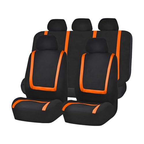 Zpana Car Seat Covers, Full Set Split Non-Slip Vehicle Front & Rear Seat Protector, Durable Comfortable Automotive Interior Chair Protective Cover, Universal for SUV Automobile Truck (Black/Orange) - color: Black/Orange, size: Full Set