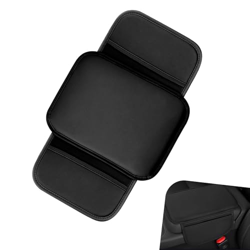Soft Leather Car Center Console Cover, 8.66" x 11.42" Waterproof Armrest Pad with 2 Storage Bags, Scratch Resistant Middle Console Protector, Universal for Car SUV Truck Sedan (Black) - color: Black