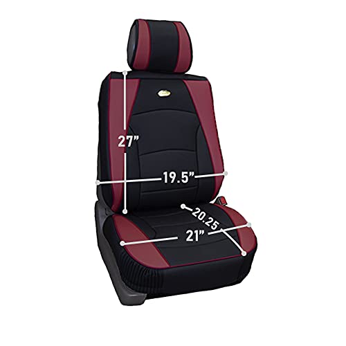 FH Group Ultra Comfort Highest Grade Faux Leather Full Set Cushion Pads Car Seat Covers for Front and Rear– Universal Fit for Cars Trucks & SUVs (Burgundy/Black) - color: Burgundy, style: Full Set