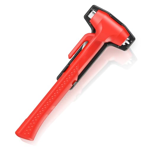 Car Window Breaker, Glass Breaker and Seatbelt Cutter, Emergency Car Glass Safety Hammer, Window Punch Seatbelt Cutter for Family Rescue & Auto Escape Tools(Red) - color: Red