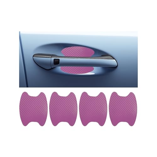 4PCS Carbon Fiber Car Door Handle Stickers, Anti-Scratches Vehicle Door Side Bowl Cup Handle Protective Film, Auto Exterior Paint Guard Decals Protecter,Universal for SUV RV Truck(Drak Pink) - color: Drak Pink