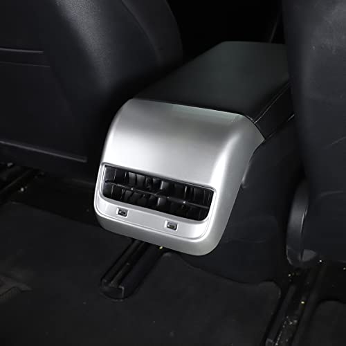 Rear Air Outlet Vent Trim Cover,Rear Air Condition Vent Cover Trim,Rear Center Console Air Vent A/C Cover Trim for Tesla Model 3 & Model Y 2017-2021 (Chrome) - color: Chrome