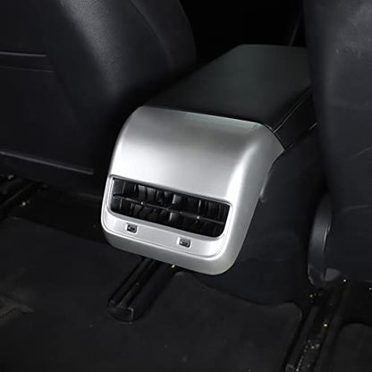 Rear Air Outlet Vent Trim Cover,Rear Air Condition Vent Cover Trim,Rear Center Console Air Vent A/C Cover Trim for Tesla Model 3 & Model Y 2017-2021 (Chrome) - color: Chrome