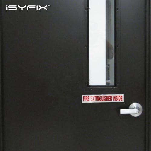iSYFIX Fire Extinguisher Inside Sticker Sign – 10 Pack 9x1.7 Inch – Self-Adhesive Reflective Vinyl Decals, Laminated UV, Weather, Scratch, Fade Resistance, for Cars, Trucks, Trailers & Vehicles - color: White Reflective, size: 9x1.7 (10 Pack)