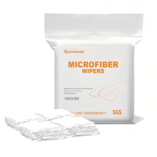 Microfiber Wipes 4"x4"(400 Pcs,Class 100, 180GSM) Superfine Lint Free Cloths Cleaning and Drying Cloths Reusable Ultra Absorbent for All Surface Types - size: 4"x4" (Pack of 400)