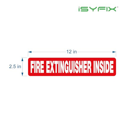 iSYFIX Fire Extinguisher Inside Sticker Sign – 10 Pack 12x2.5 Inch – Self-Adhesive Reflective Vinyl Decals, Laminated UV, Weather, Scratch, Fade Resistance, for Cars, Trucks, Trailers & Vehicles - color: Red Reflective, size: 12x2.5 (10 Pack)