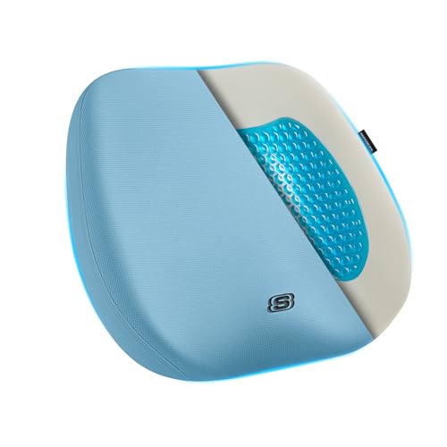 Skechers Seat Cushion Premium Gel & Memory Foam-Office Chair Cushion for Tailbone Pain Relief,Butt Pillow for Office Chair,Car seat Cushion,Long Sitting Office Workers,and Car Drivers,Blue - color: Blue