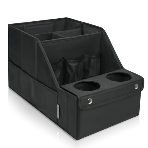 MULISOFT Car Seat Organizer- Backseat Car Organizer with 11 Storages Compartments and 2 Cup Holders, Organizers and Storage, Front Seat for Travel Kids,Black - color: Black