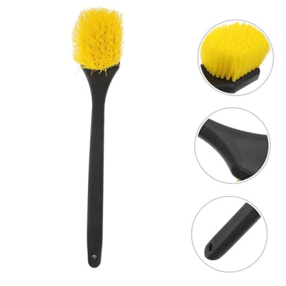 2pc Long Handle Wheel Cleaning Brush Set for Car Detailing Tire Brush Hard Bristles for Rim and Tire Scrub